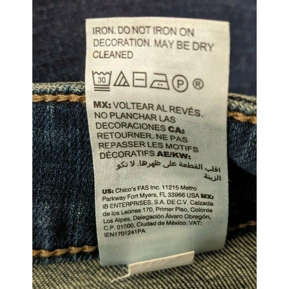 Chico's Boyfriend Ankle Jeans Size 4P Petite Jeans w Gold Sequin Cuffs - Picture 7 of 9